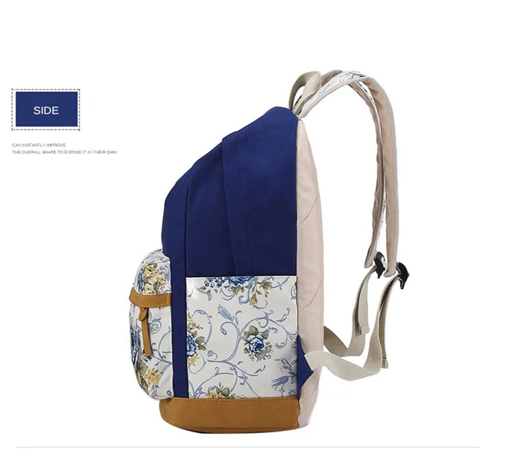 New 3pcs/Set Girl Backpack Custom Print Leisure Canvas Schoolbag Travel Backpack with usb charging