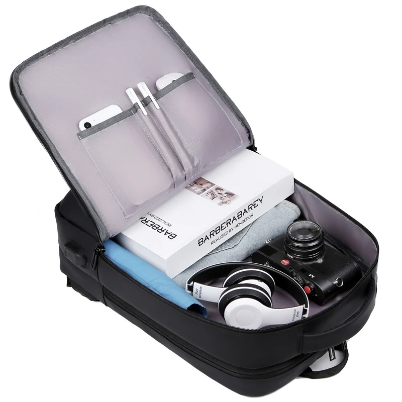 Oxford waterproof 15.6 Inches laptop backpack with usb for computers black custom student backpack school bags for men