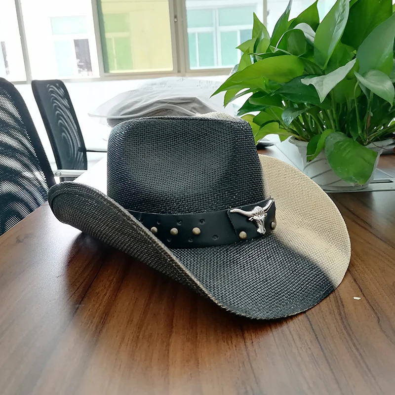 Мужская бумажная соломенная ковбойская шляпа 1803C, американский флаг США, соломенная шляпа с рисунком, волнистые поля, флаг США, соломенная ковбойская шляпа