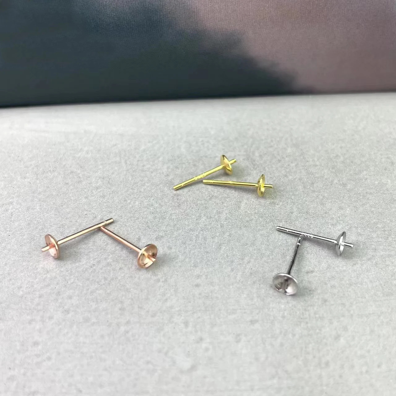 factory direct sales semi-finished product  gold and silver Ear Studs accessories Jewellery 4-5MM Ear Studs Pearl Tray