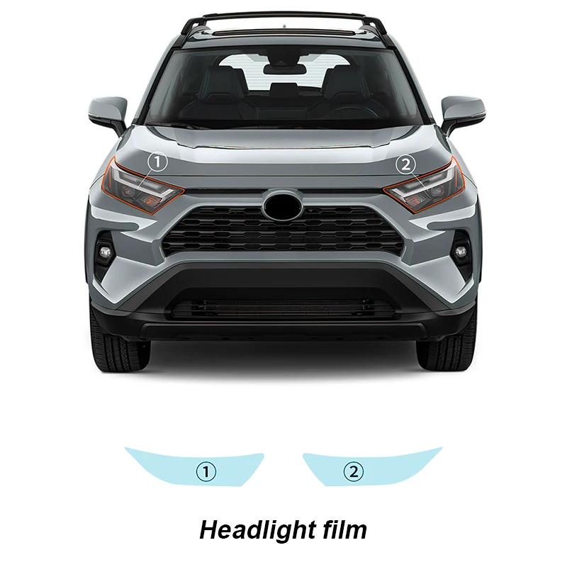 Пленка для передних фар автомобиля TOYOTA RAV4 гибридная 2019-2024 ТПУ Прозрачная защитная пленка наружных полоски стикер