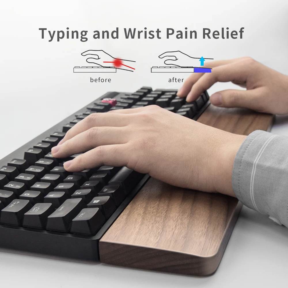 Custom Walnut Wooden Keyboard Wrist Rest Laptop Mouse Keyboard Hand Wrist Rest Pad Support