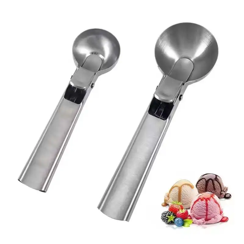 Wholesales Premium Metal Cookies Ball Scoop Stainless Steel Ice Cream tools Scoop Spoon with Trigger