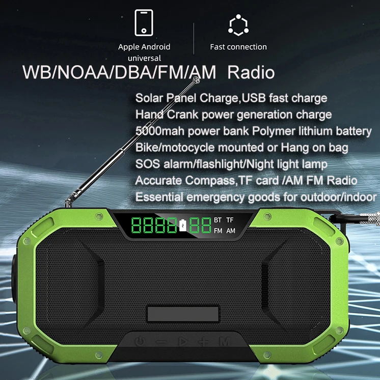Аварийное радио DF580 KAYINOW трансивер CB Hf мультирадиоколонка с велосипедным фонарем фонариком компасом динамиками