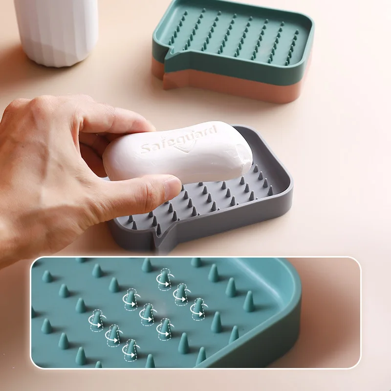 Mini Silicone Soap Dish Non Slip Bathroom Drain Soaps Tray Easy to Drain Soap Holder