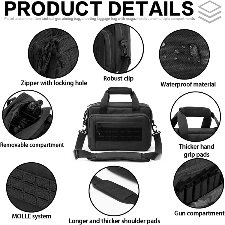 Practical and Durable Tactical Gun Range Bag with Lock Hole