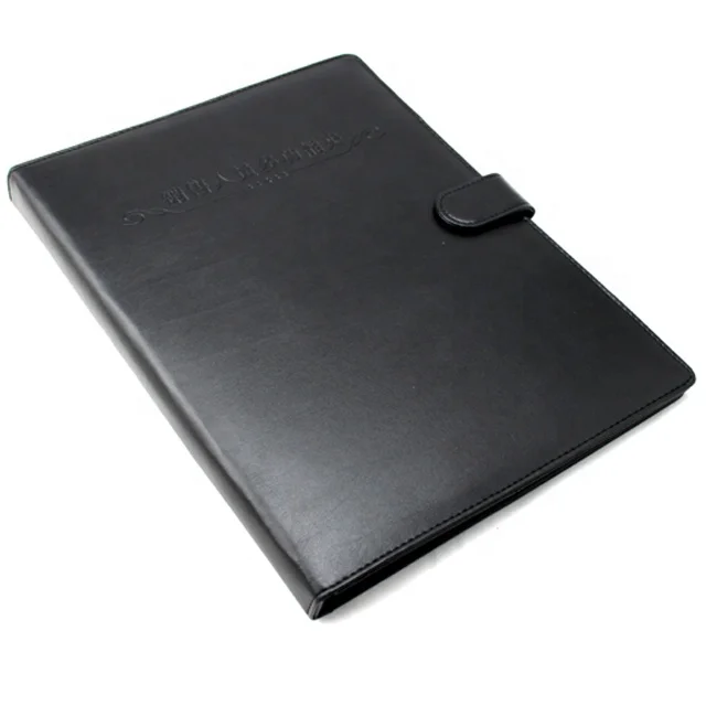 Custom Executive business faux leather folding document portfolio 3 ring binder file folder