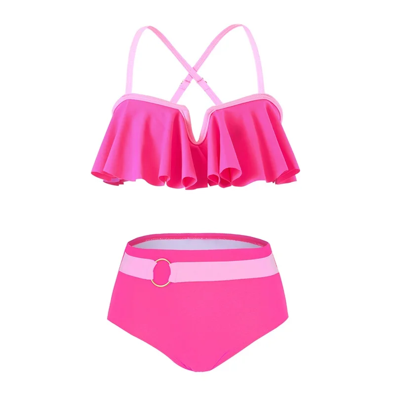 Girls Skirt Set Color Blocking Sleeveless Tank Top Mini Skinny Skirt Two Piece Swimsuit Sexy Bikini Set for Kids