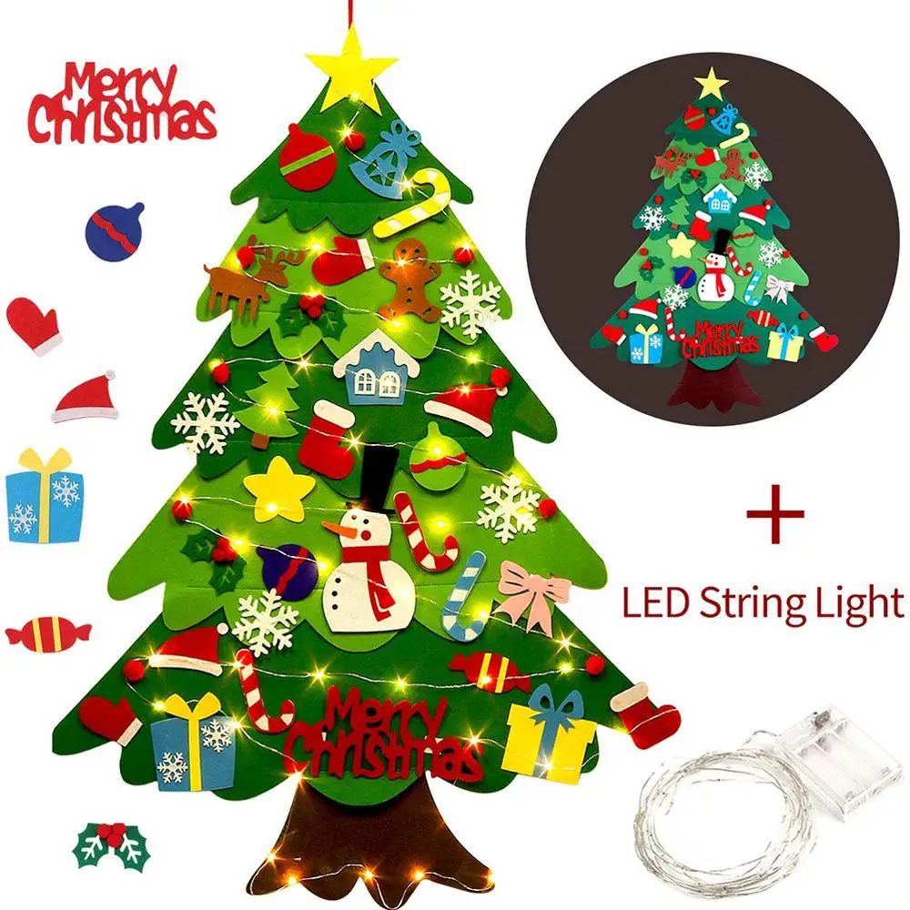
Decorations Xmas Gifts DIY Felt Christmas Tree For Home Christmas Tree Decoration With String Light 