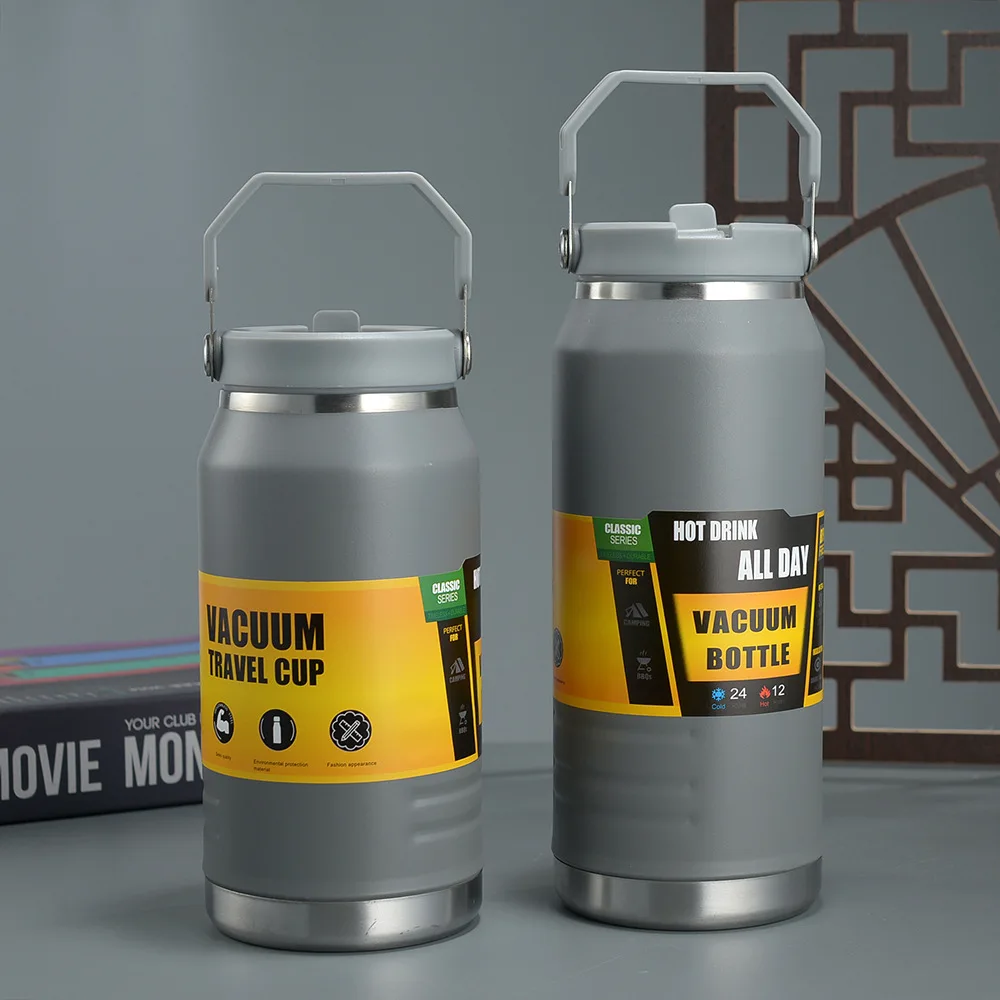 1.2/1.6L sports outdoor mountaineering thermos stainless steel tumblers cup ice bucket portable hot cold insulation vacuum pot