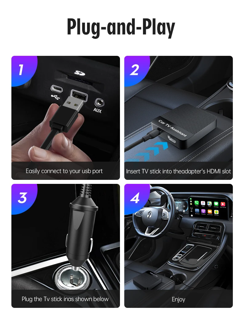 HD-port converter carplay box wireless carplay dongle for Car radio with built-in carplay Car TV mate caprlay dongle