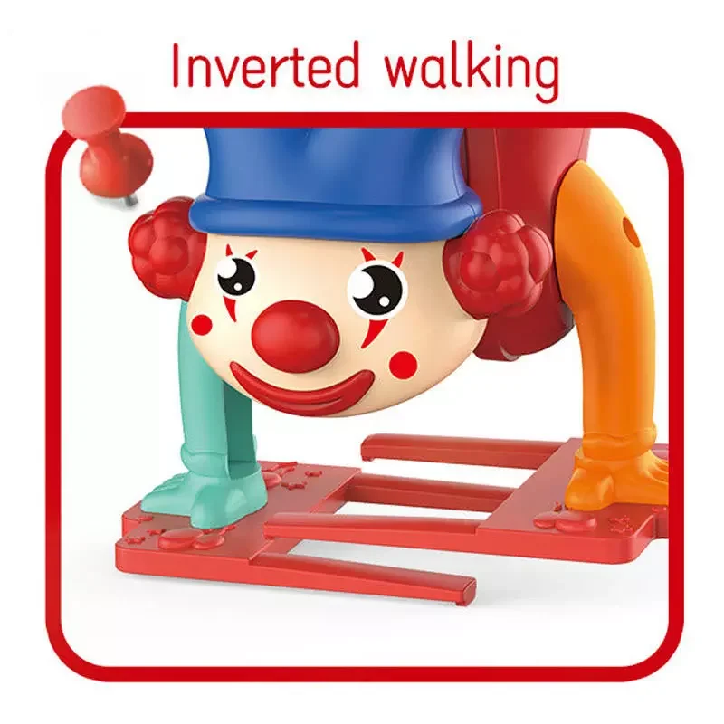 Wholesale Creative Kids Street Clown Walk Clockwork Toys Walking on Hands Carton Plastic Classic Wind up Toys