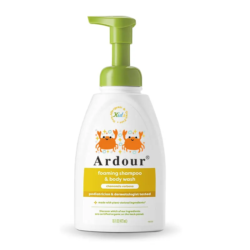 baby bathing Organic Chamomile Verbena  Non-Allergenic and Tear-Free Baby Shampoo + Body Wash Pump Bottle