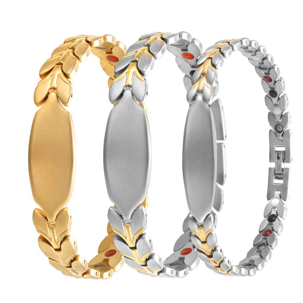 Fashion Light Luxury Wheat Ear DIY Bend Brand Four In One Magnetic Stainless Steel Bracelet Couple Jewelry Bracelet Wholesale