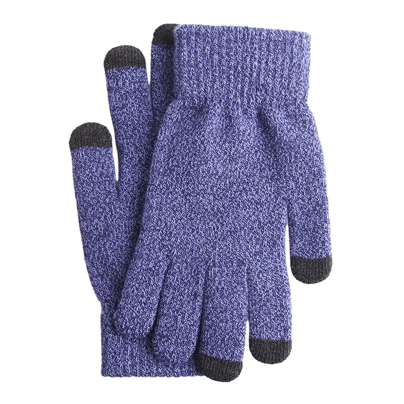 Fashion full finger warmers mitten touch screen racing acrylic jacquard winter knit thickened wool glove