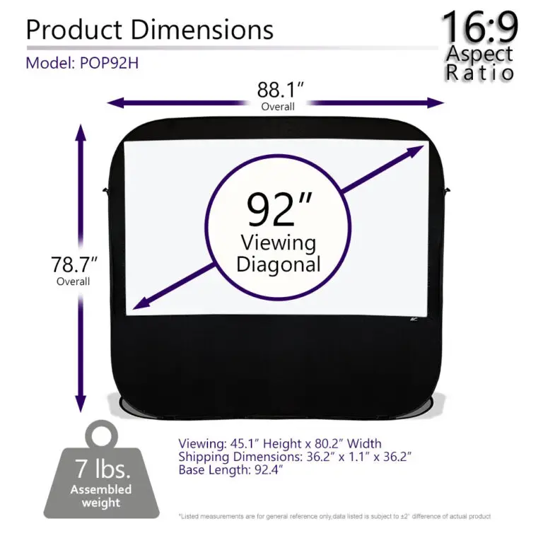 Elite Factory hot Sale New Projection Screens Design Pop-up Cinema 92inch 16:9 Portable Outdoor Fast Folding Projector Screen