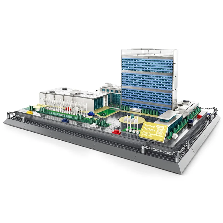 mini building block sets model toy home decoration United Nations Headquarters brick toys