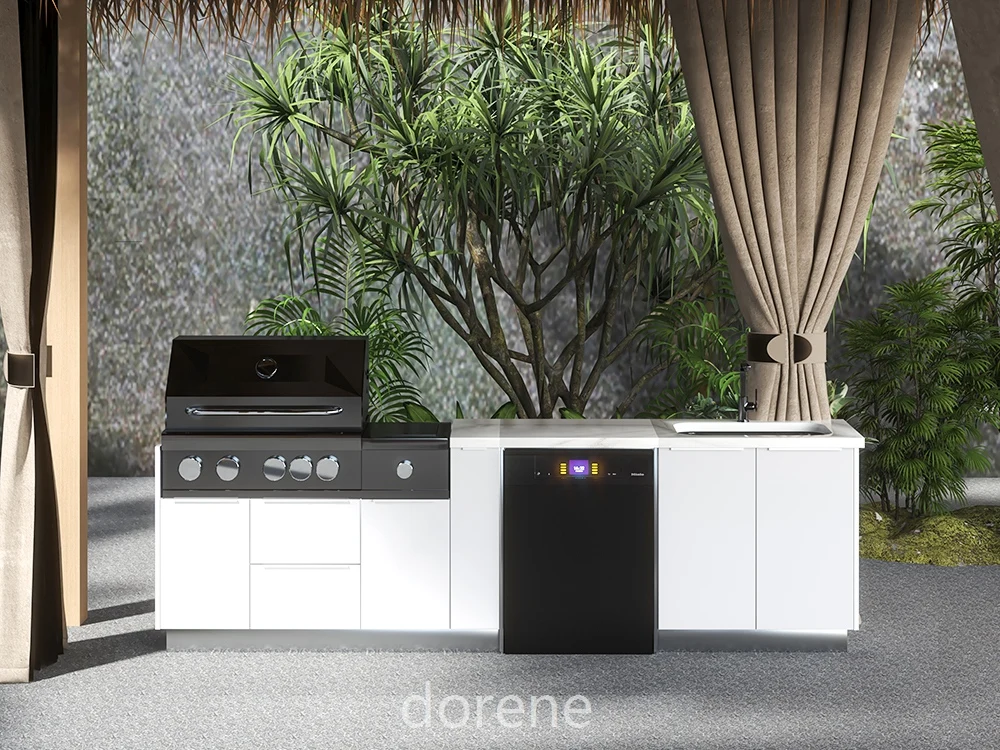 2024 Dorene нержавеющая сталь уличная кухонная мебель 304 BBQ Island сборка двери шкафа для других отелей и магазинов