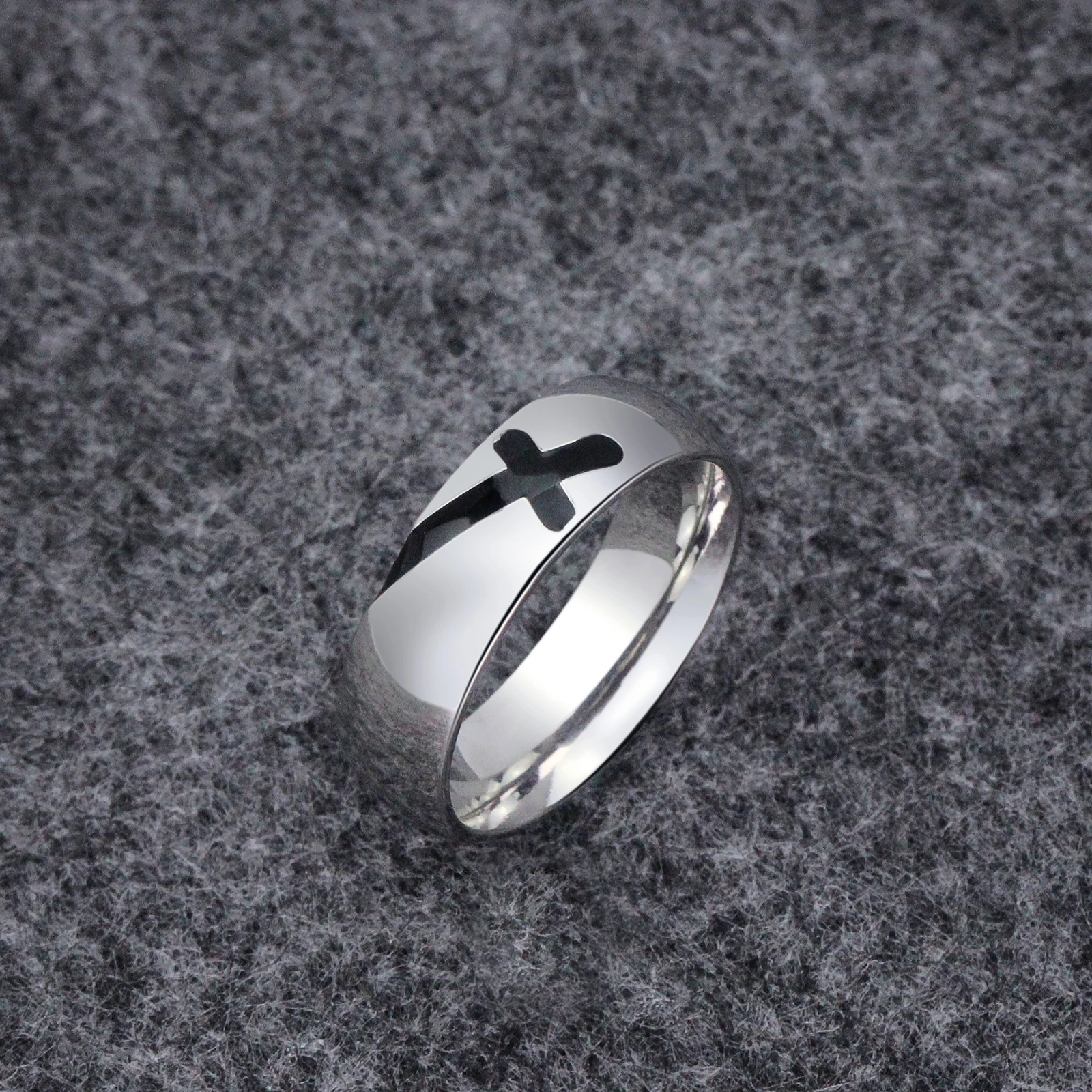Cross Ring Stainless Steel Ring Fashion Men Women Unisex Simple Style Jewelry