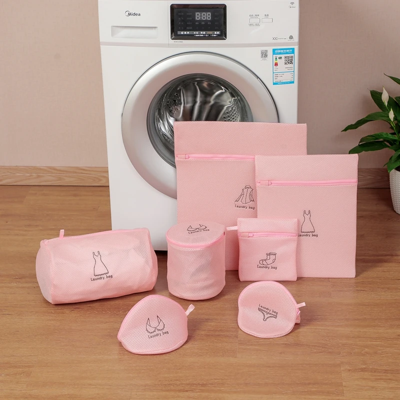 Andeya OEM sac a linge bebe high quality 7 pcs set zippered washing machine big laundry bag