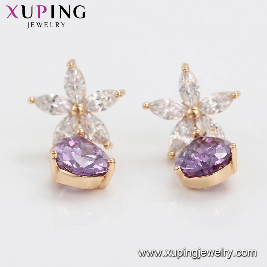 99325 xuping jewelry promotion Low order wholesale White stone star earrings with purple stones