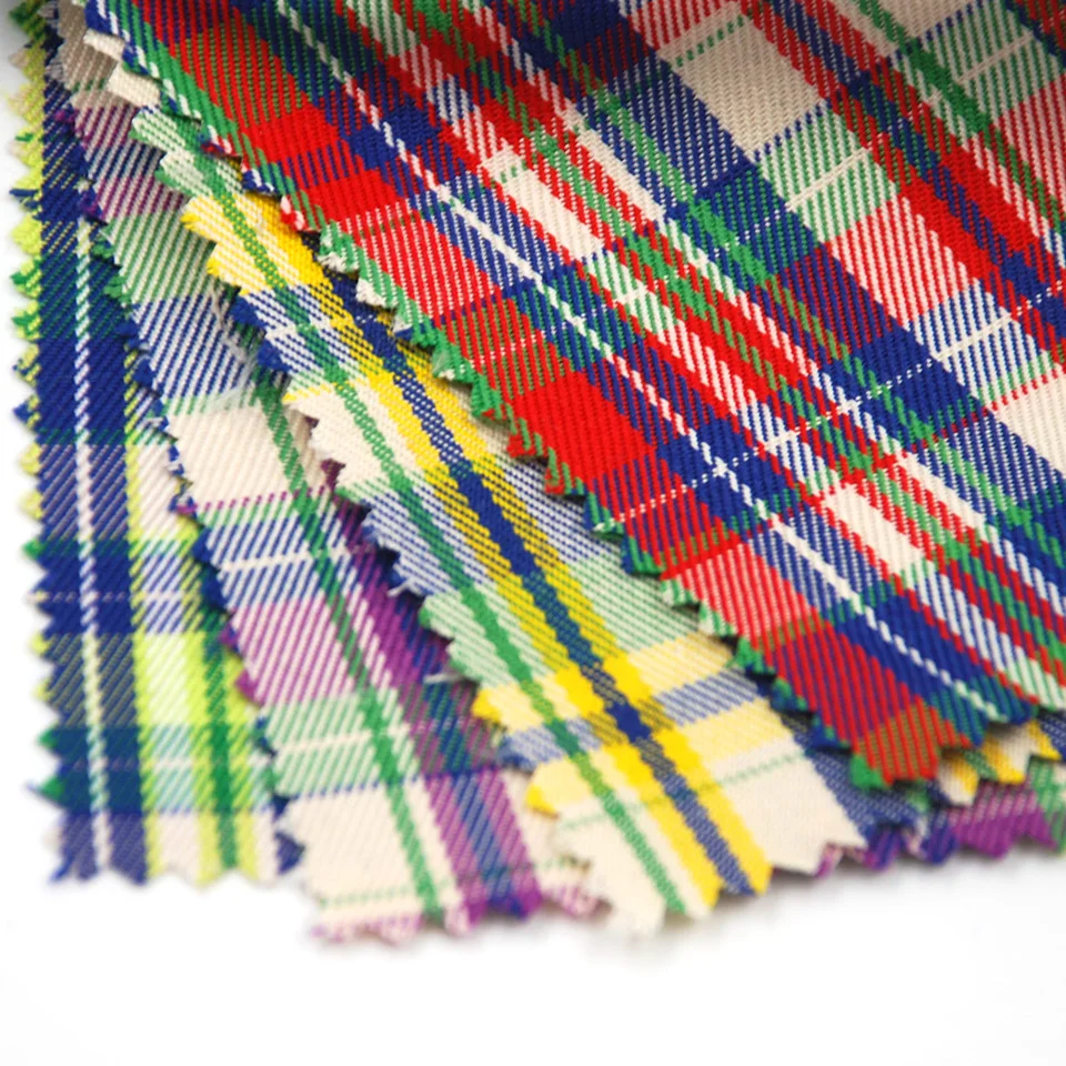 Wholesale woven stocklot manufacturer yarn dyed check shirts  suiting100% polyester fabric for girl school uniform
