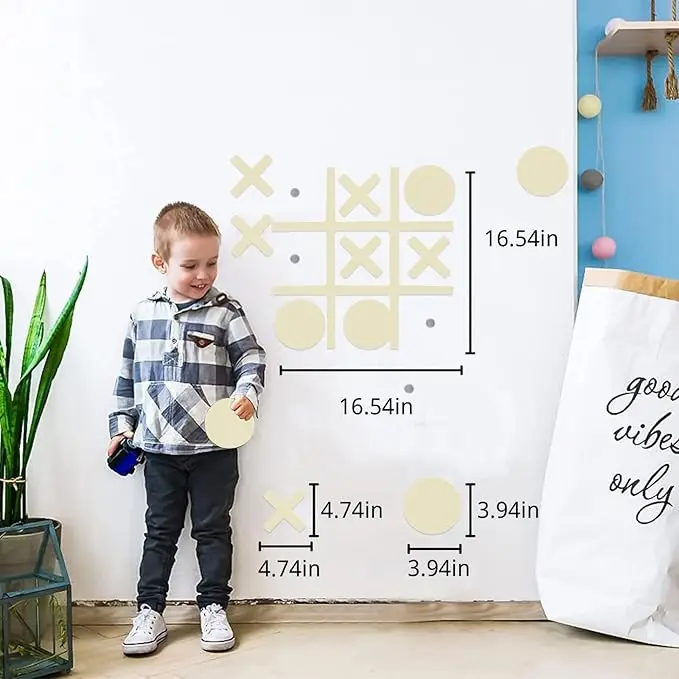 Magnetic Tic Tac Toe Wall-Mount Game Room Decor,Kids&Adults Indoor Party Game Modern Wall Decals for Kids Room