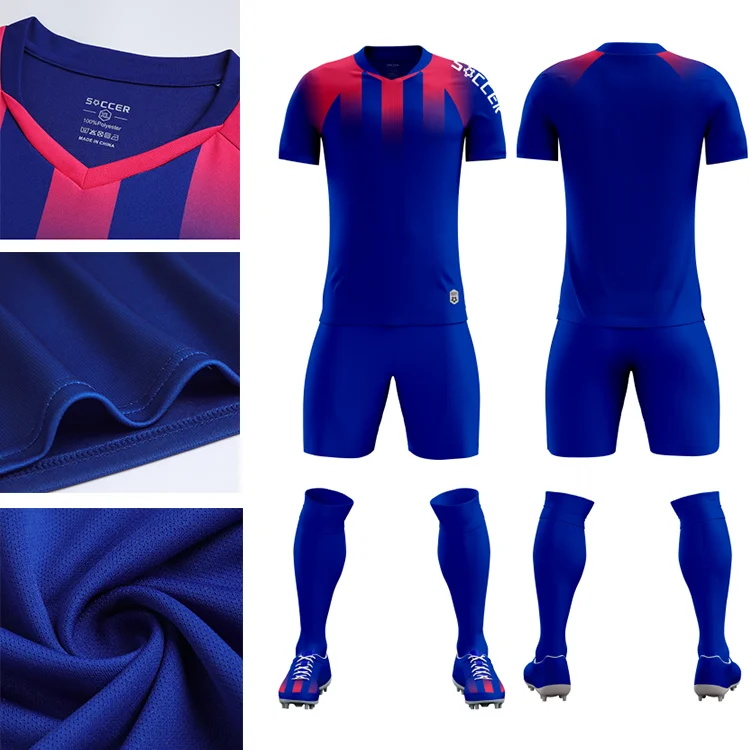 Wholesale Custom 100% Polyester Adults Football Jersey Shirts Mens Soccer Uniform Jersey Shirt Youth Football Kit