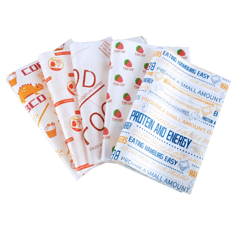 Eco-friendly wrapper Food and Deli Wrapping Greaseproof Paper Sheets 12Inch Deli Wax Paper with Custom Logo Printed