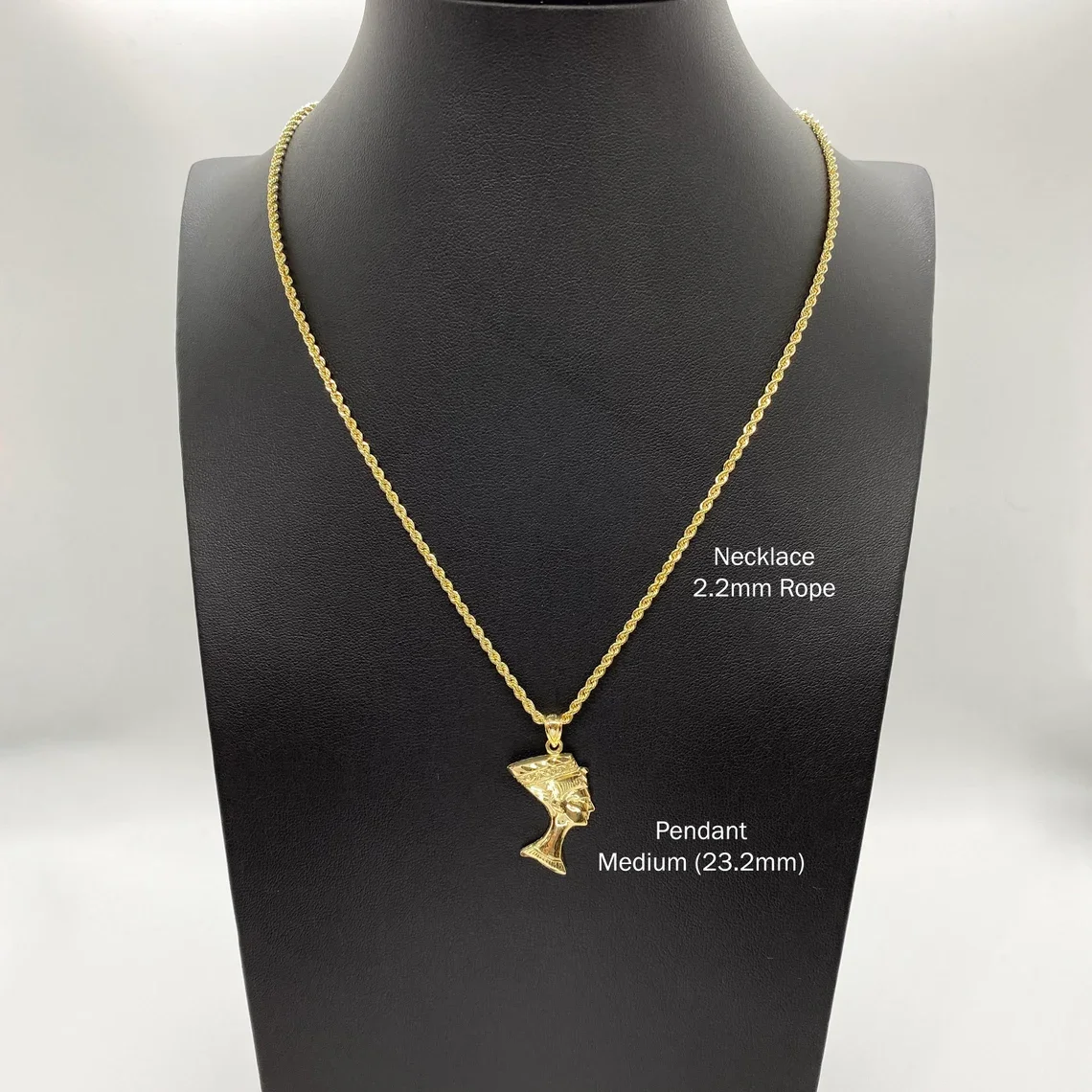 Duyizhao 14k Gold Plated Queen Nefertiti Egyptian Pendant Charm Necklace for Men Women