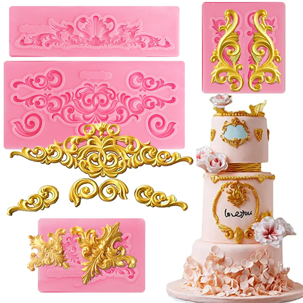 Embossed Lace Mold Vintage Relief Fondant Silicone Mold Baroque Style 3D Resin Mold