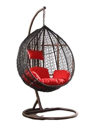Outdoor Hotel Balcony Furniture Patio Swing Hanging Chair Kids Metal Wicker Rattan Egg Swing Chair with Stand