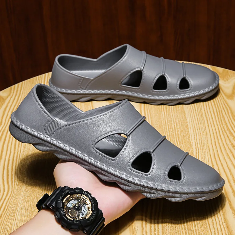 Summer thick-soled sandals for men high quality woodland sandals mens genuine leather Wading slippers