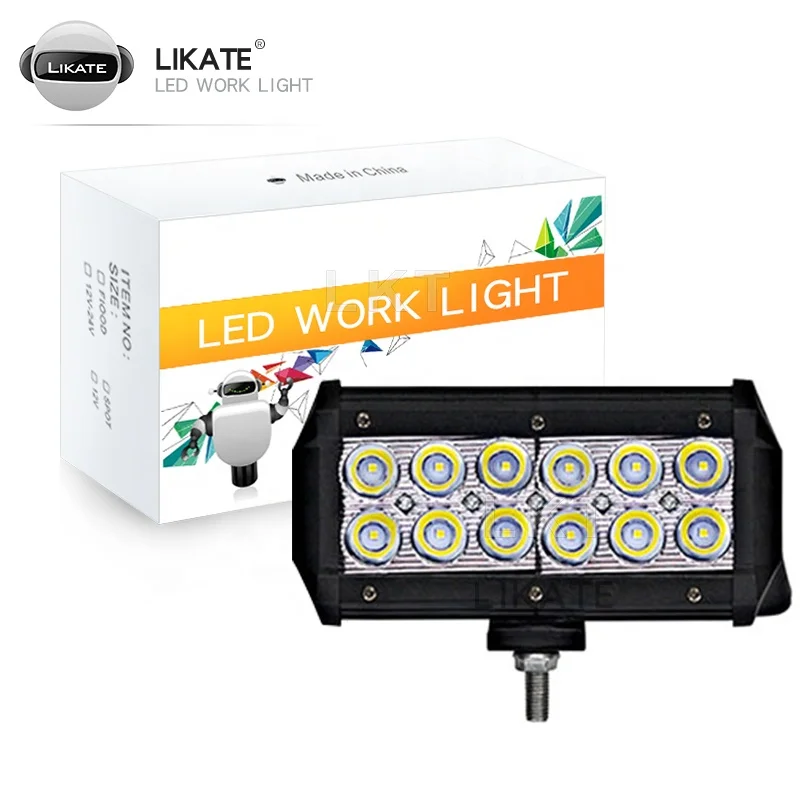 High Quality 12leds 7inch 36w 12 Led Work Light For Truck Car Atv Suv 12v 24v 6000lm Car Accessories Work Light