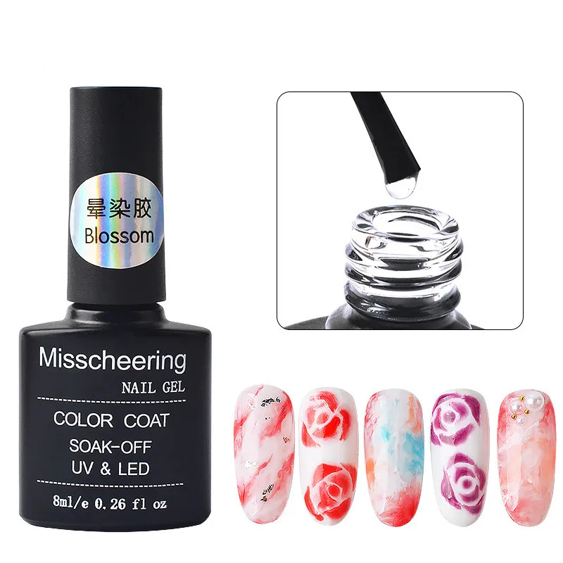 Misscheering Transparent clear ink blooming Effect flower gel polish Long Lasting nail polish soak off UV nail glue