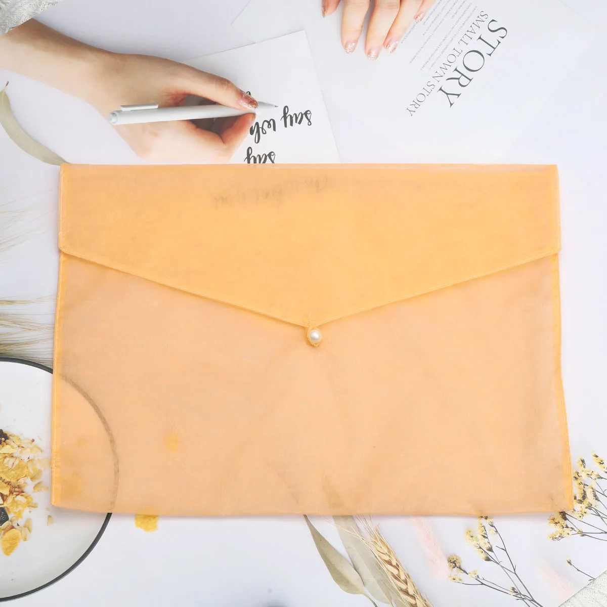 Luxury High Quality Organza Gift Dust Bag Custom Logo Printed Flap Envelope Organza Wedding Gift Packing Pouch
