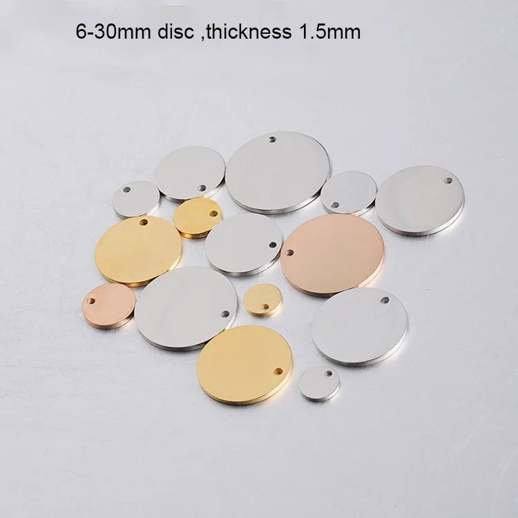 S119418K Gold Plated Stainless Steel Stamping Disc Circle Tags,Oval Round Blank Flat Engraving Tags,Disc Blanks