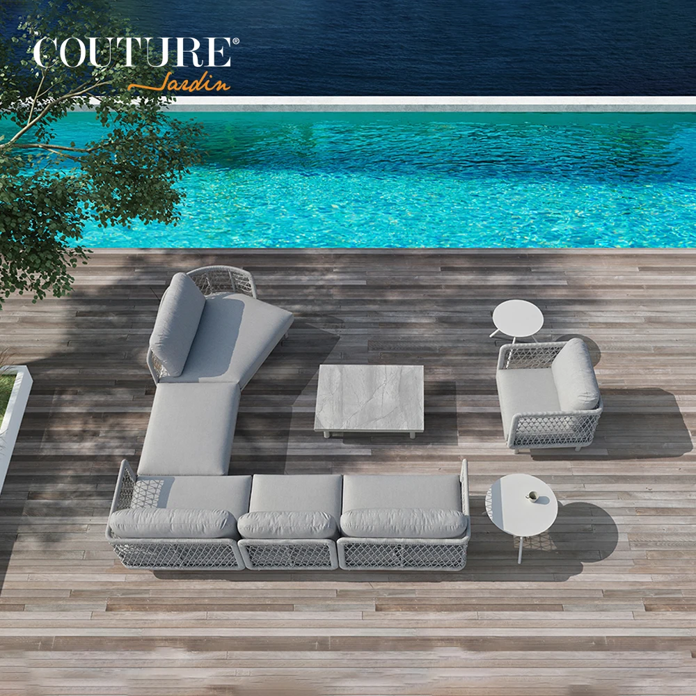 Couture Jardin Club Outdoor Furniture Rope Aluminum Frame Furniture Garden Outdoor Sofa Set