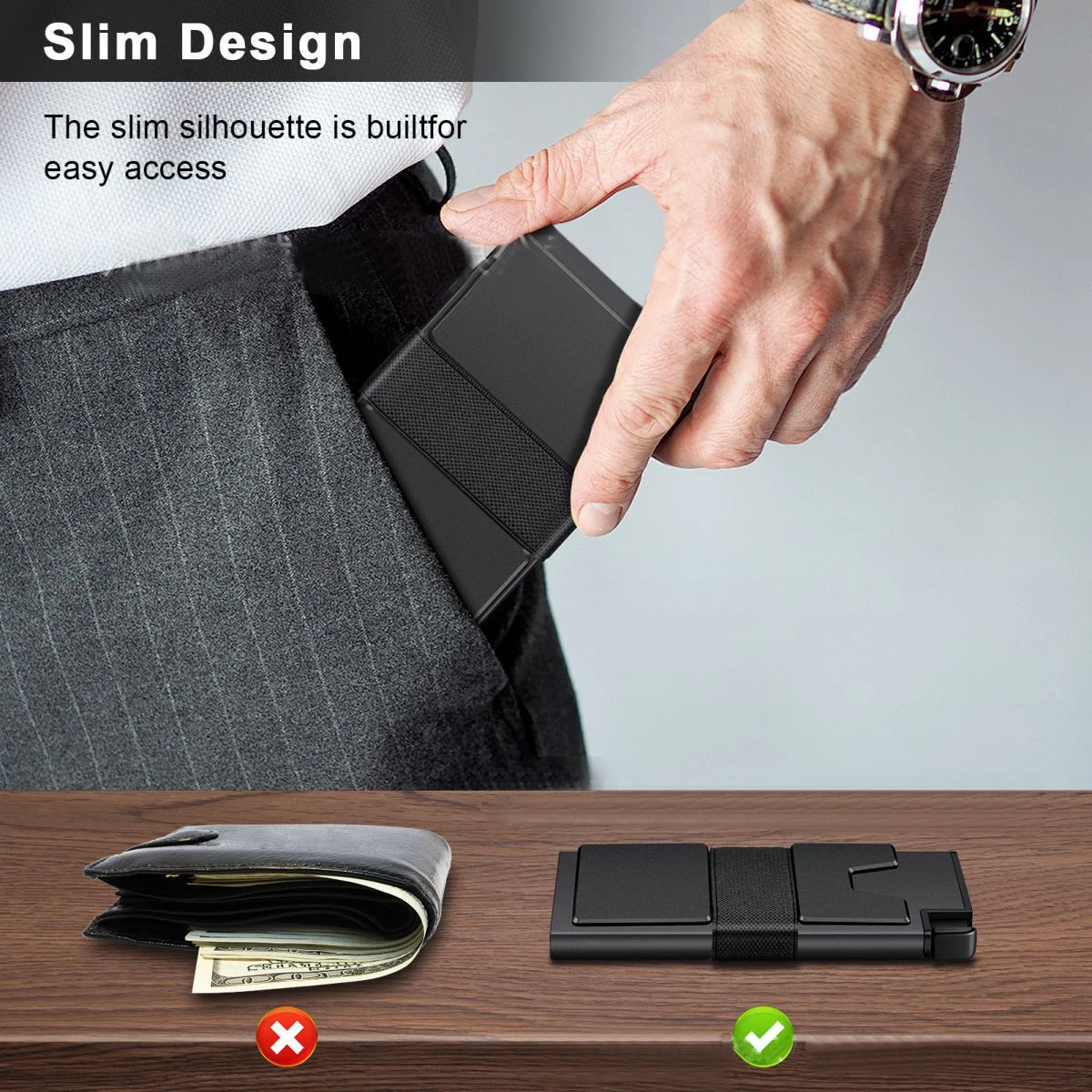 Custom Business Minimalist Slim Card Holder Case Aluminum Wallet Gold For Men