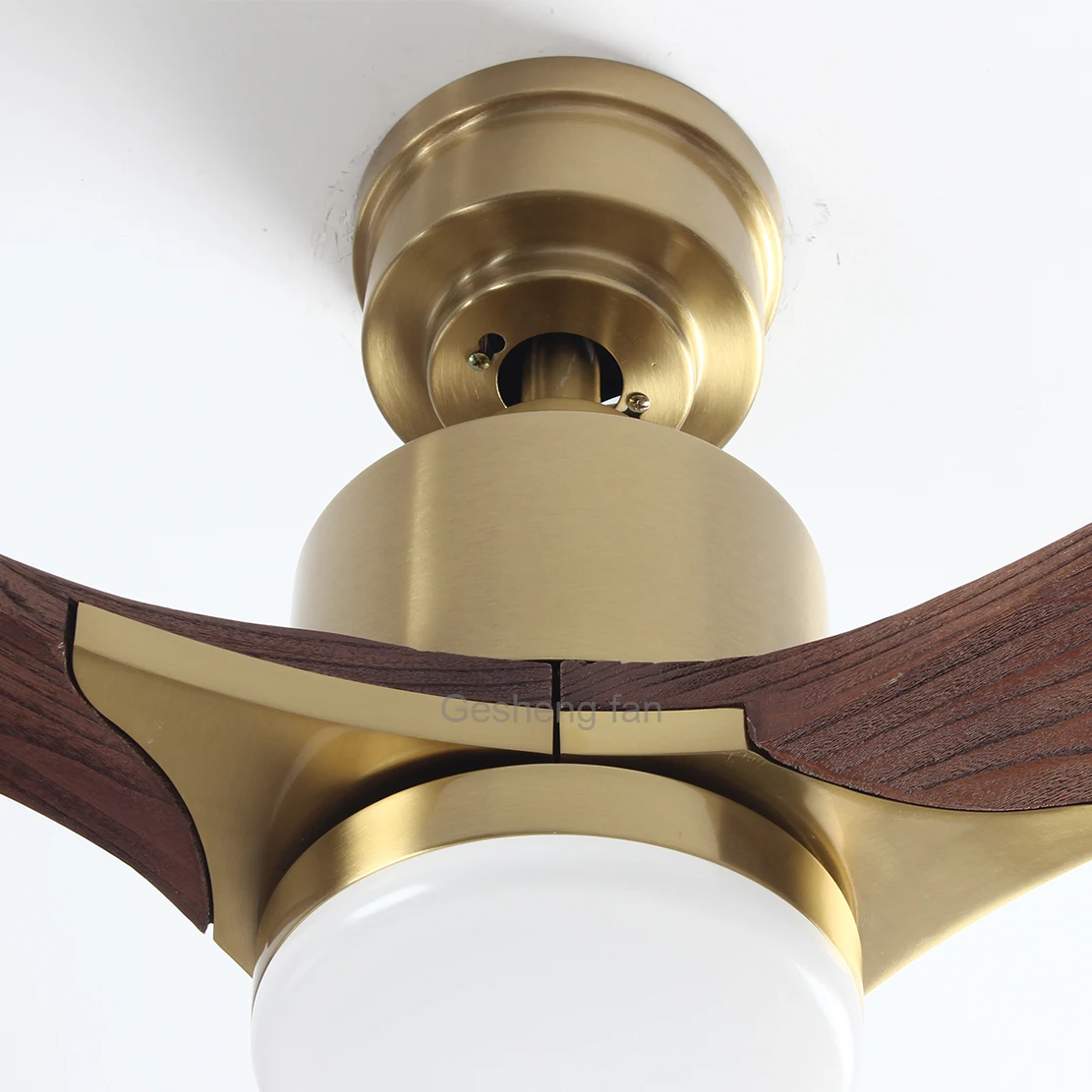 Nordic decorative 220v 52 inch fan ceiling wood 3 blades dc copper fan chandelier remote control energy saving ceiling fan light