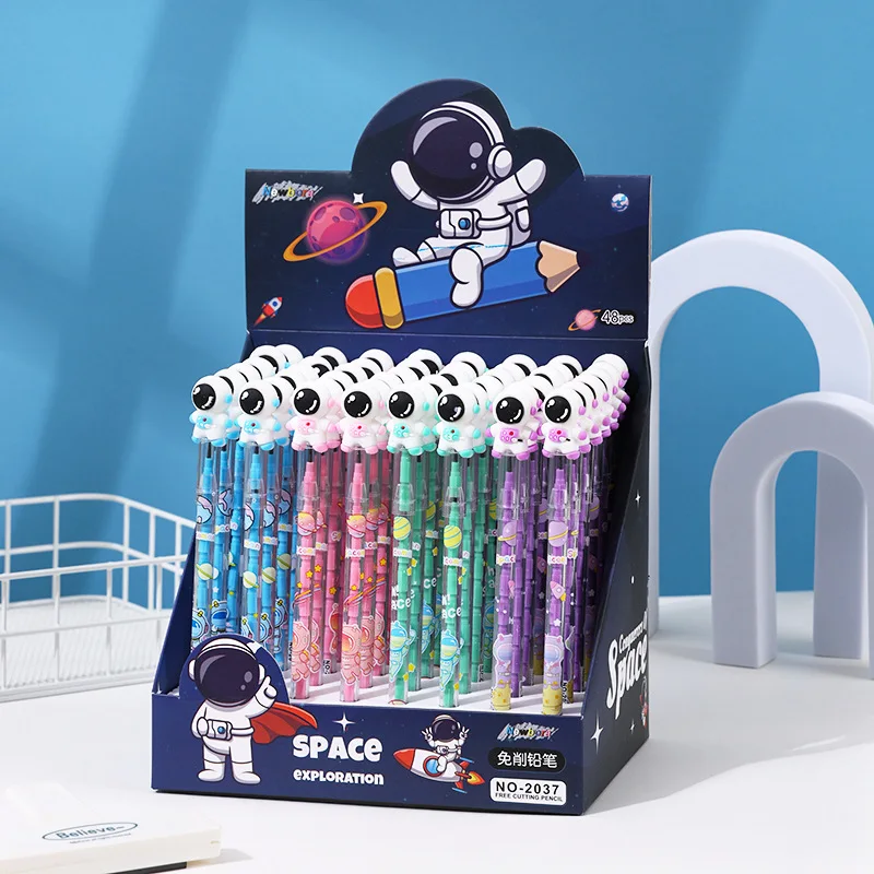 Cartoon soft rubber cute family bullet free pencil for elementary school students, egg shaped pen with replaceable lead core