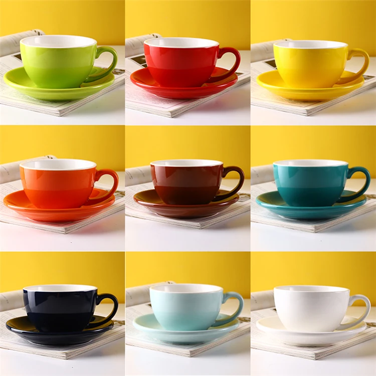 Factory direct sell multiple color cheap classic espresso cappuccino coffee cup saucer