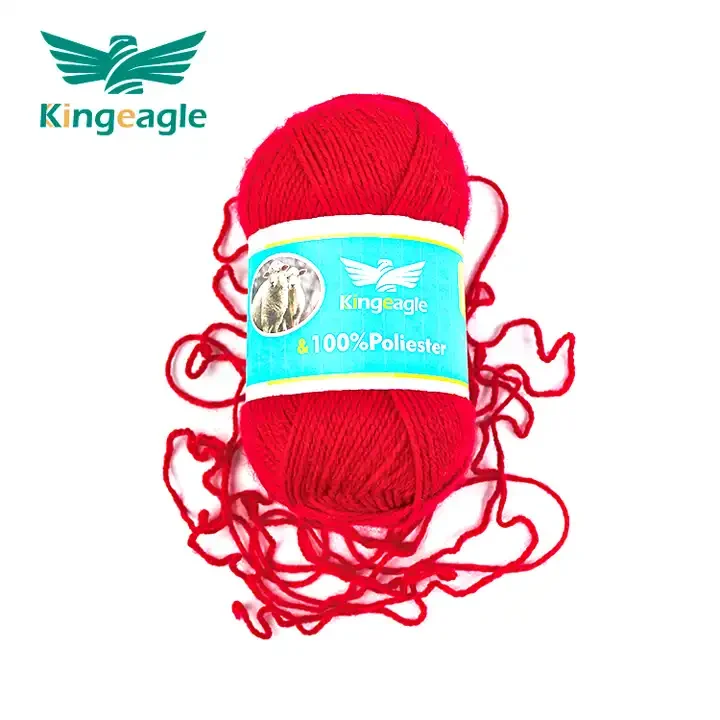Kingeagle Wholesaler Direct Sale 100%Polyester Fabric Red Wool Sweater Hand Knitting Yarn