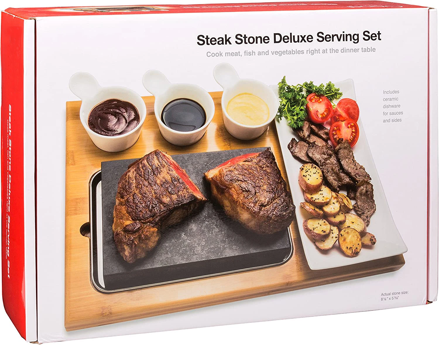 Cooking Stone- Complete Set Lava Hot Steak Stone Plate Tabletop Grill and Cold Lava Rock Indoor BBQ Hibachi Grilling Stone