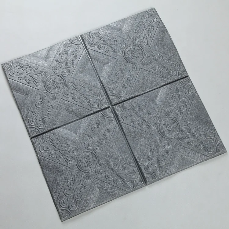 Waterproof pe foam 3D leather design self adhesive wallpaper/3D wall sticker