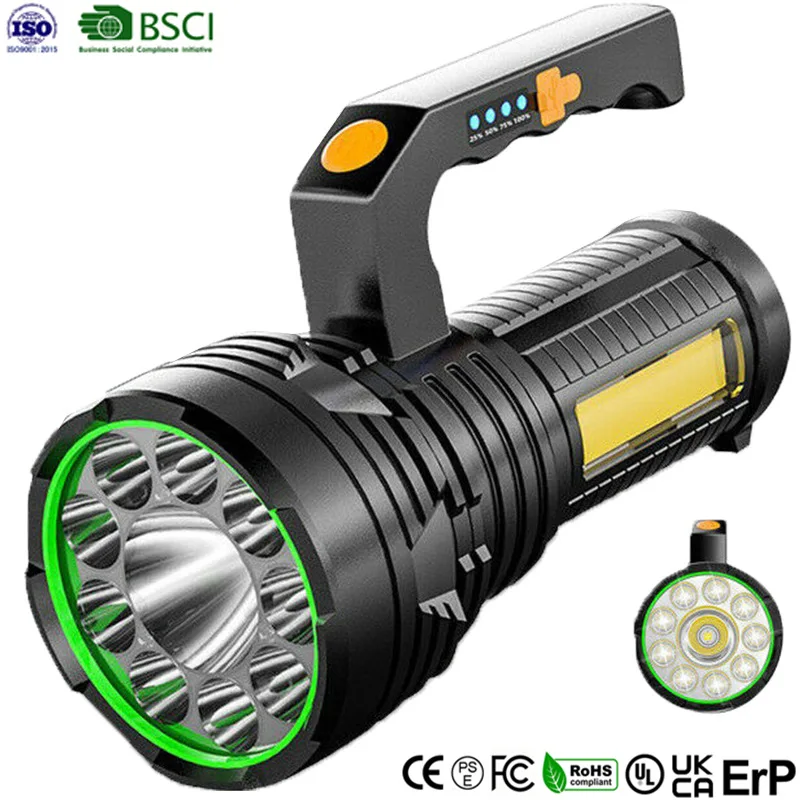 Warsun X590 1300 Lumen Powerful Rechargeable Flashlights&Torches LED Searchlights Rotating Outdoor Sky COB Working Search lights