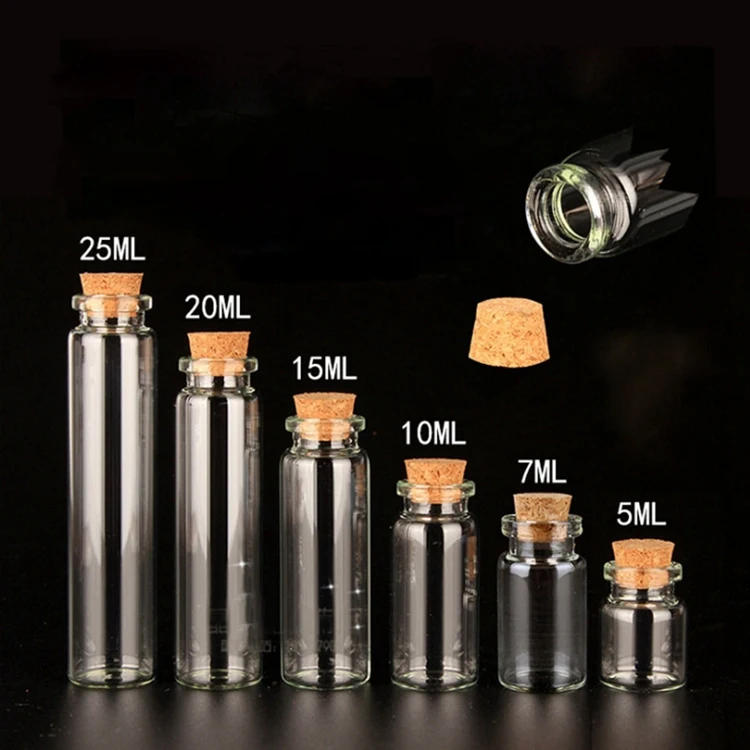 Mini Small Tiny Wishing Glass Bottles Vial with Cork Stopper