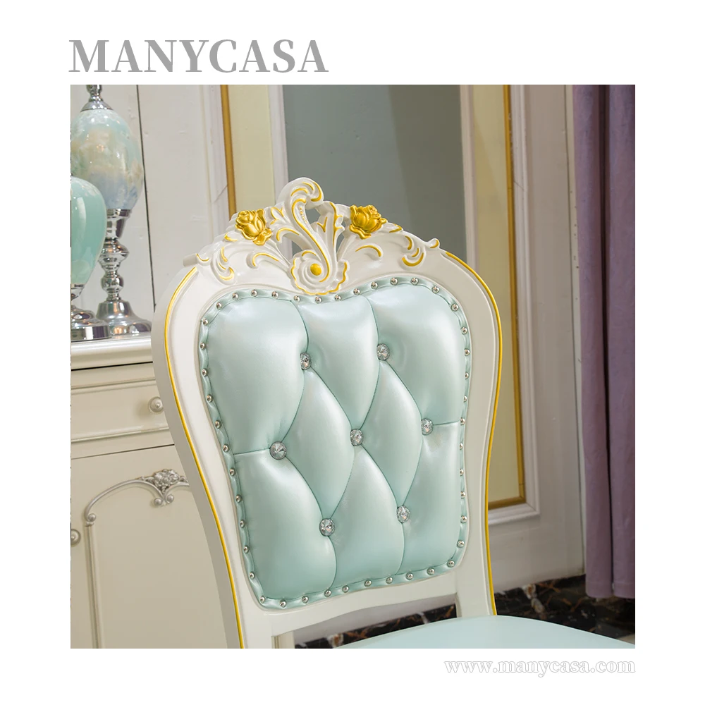 European style dining chair Korean pastoral modern simple solid wood restaurant back chair cloth art ivory white hotel  chair