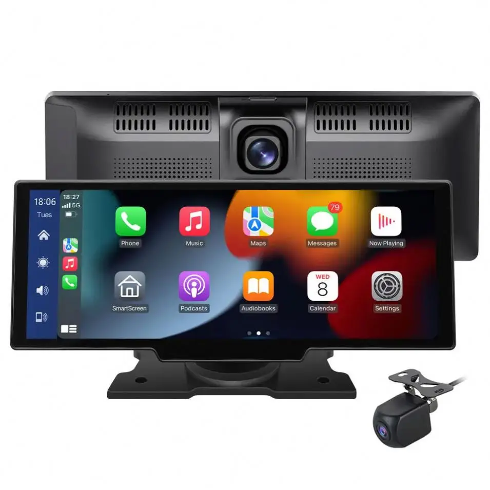 Carplay Screen 10 Inch for Universal Auto Hd Smart Dual Lens Radio Audio Wireless Carplay Android Auto CarPlay Monitor Screen