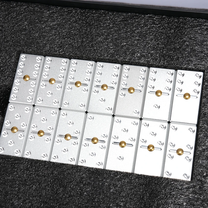 Custom Manufacture CNC Machining Metal Aluminum Double 9 Dominoes Set Dominoes Board Games Set
